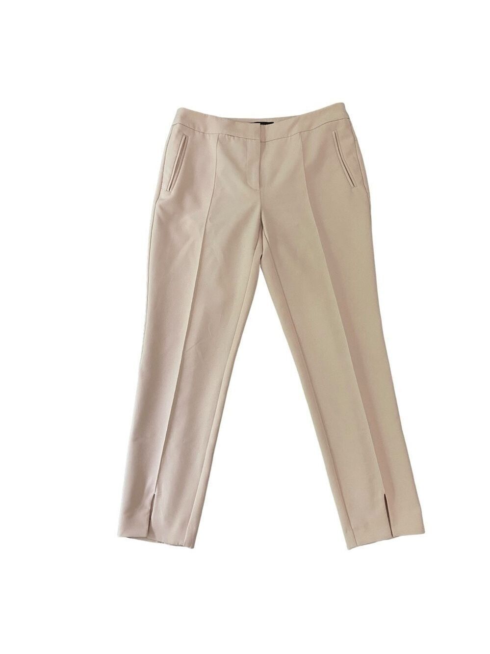 Adrianna Papell nude pink ankle trouser dress pants formal front pleated size 4